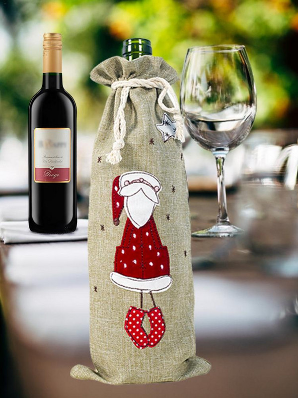 Naujas kalėdinis vyno butelio megztinis Sniego senelis lėlės šampano vyno butelio dangtelis Kalėdų vakarėliui pietų stalo butelių papuošimai