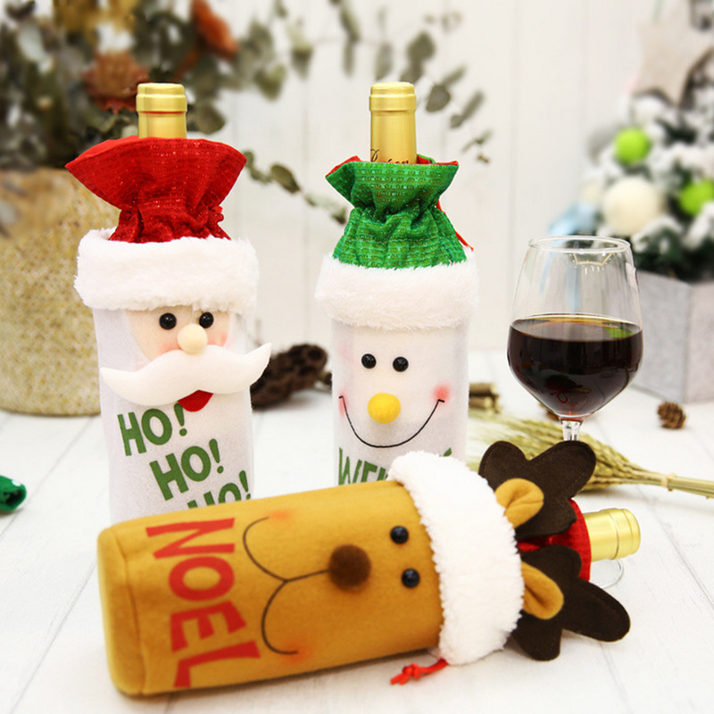 Sretan Božić Poklopac za bocu vina Božićni Djed Božićnjak Dizajn sobova snjegovića Boca šampanjca Dekoracija stola