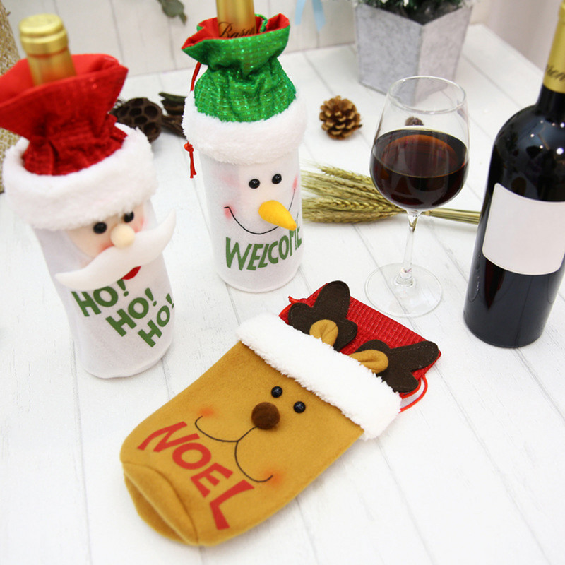 Sretan Božić Poklopac za bocu vina Božićni Djed Božićnjak Dizajn sobova snjegovića Boca šampanjca Dekoracija stola