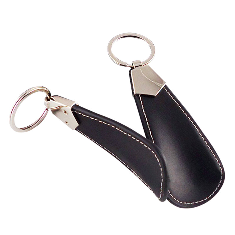 Corn de pantofi portabil din oțel inoxidabil Mâner pliabil din piele PU cu breloc pentru casă