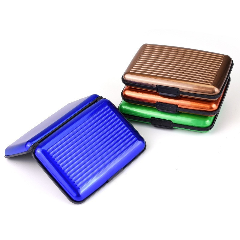 1 db férfi alumínium bankkártya tartó blokkoló kemény tokos pénztárca tömör hitelkártya beolvasás elleni védő kártyatartó