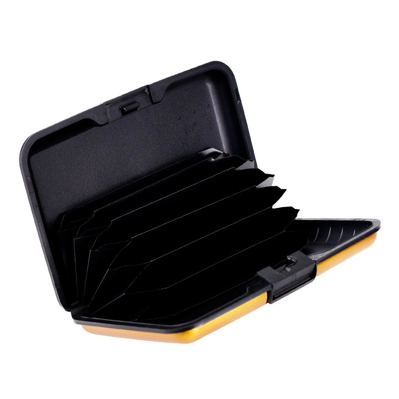 1 db férfi alumínium bankkártya tartó blokkoló kemény tokos pénztárca tömör hitelkártya beolvasás elleni védő kártyatartó