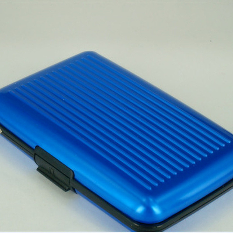 1 db férfi alumínium bankkártya tartó blokkoló kemény tokos pénztárca tömör hitelkártya beolvasás elleni védő kártyatartó