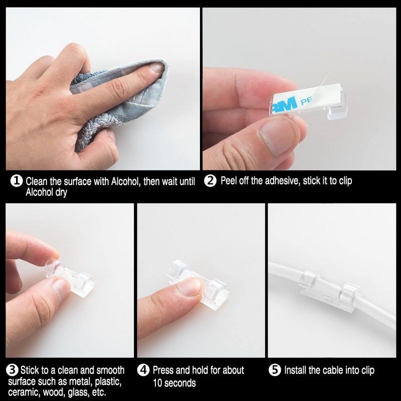 20 vnt. kabelių tvarkyklės spaustukai Kabelių valdymo darbalaukio ir darbo vietos laidų tvarkyklės laido laikiklis USB įkrovimo duomenų linijos vyniotuvas