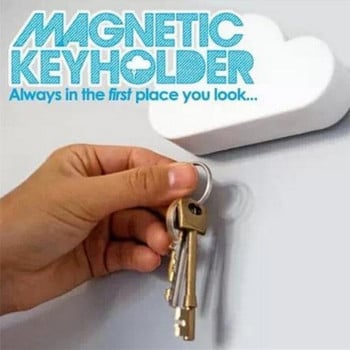 Магнитен държач за ключодържател 3D облачен монтиран на стена неодимов магнитен ключодържател Креативни ключове Куки Съхранение на вратата за домашен декор
