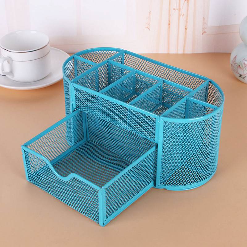 9 Съхранение Многофункционален органайзер за бюро Мрежест метален държач за писалка Контейнер за канцеларски материали Каса Ученически пособия Аксесоари