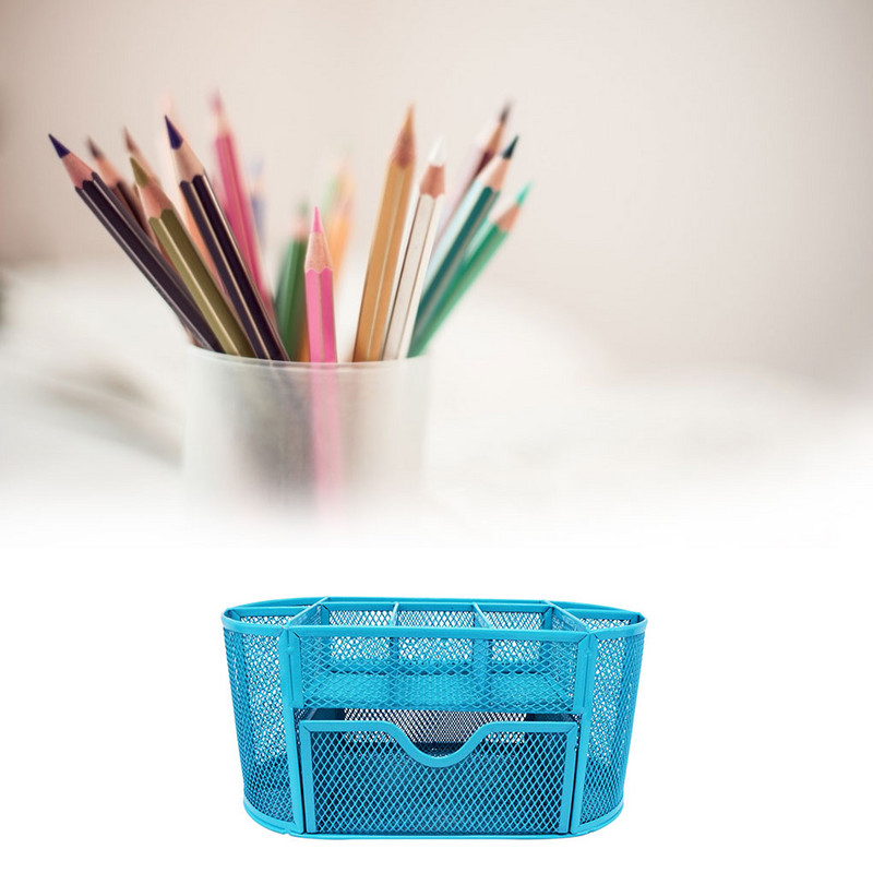 9 Съхранение Многофункционален органайзер за бюро Мрежест метален държач за писалка Контейнер за канцеларски материали Каса Ученически пособия Аксесоари