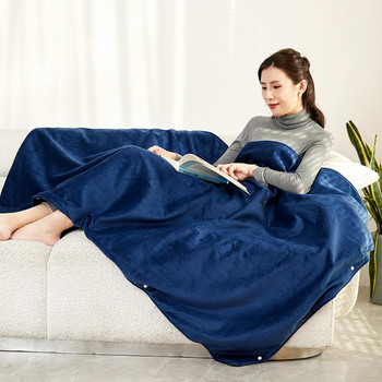 1 комплект отоплително одеяло Дизайн на копчета 3 нива по-дебел фланелен плюшен топъл отоплителен шал за ежедневна употреба