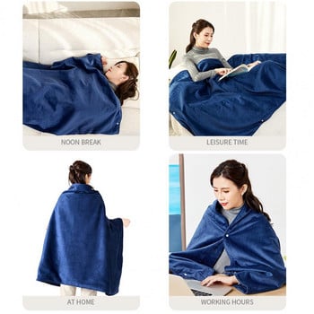 1 комплект отоплително одеяло Дизайн на копчета 3 нива по-дебел фланелен плюшен топъл отоплителен шал за ежедневна употреба