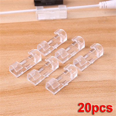 20 τεμ./Σετ αυτοκόλλητη γραμμή στερέωσης πόρπη σύρμα Στήριγμα σύρμα Κλιπ καλωδίου για επιτραπέζιο επιτοίχιο σταθερό σφιγκτήρα οργάνωσης