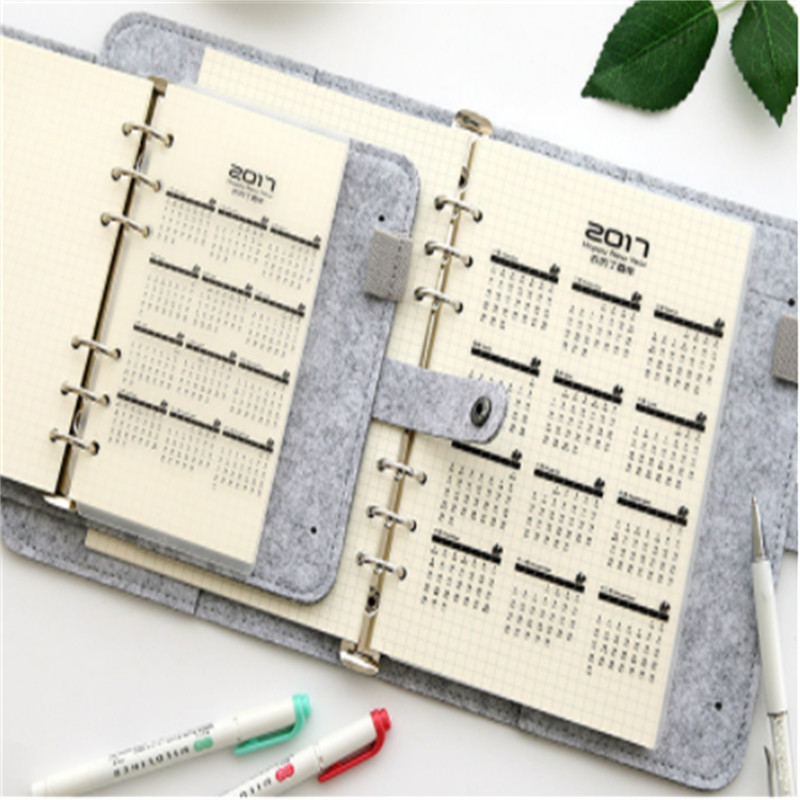 Novi A5 A6 filc Shell Tkanina za bilježnicu Tkanina za uvezivanje s prstenom za bilježnicu Dnevnik Držač papira za bilježnicu Prijenosni rokovnik Poklon