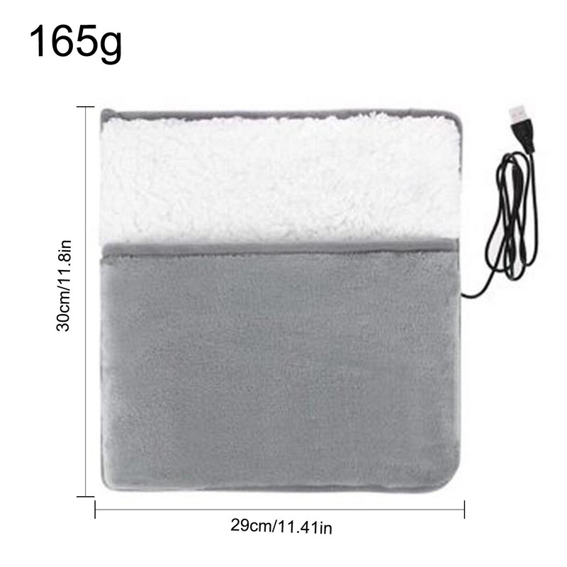 Universāls elektriskais sildītājs pēdu paliktnis USB uzlāde, mājsaimniecības mazgājams 30cm mīksts plīša kāju sildītājs sildītājs pēdu sildošais paklājiņš ziema