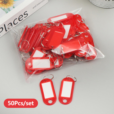 50 vnt./stal. Spalvinga sunumeruota vardinė bagažo etiketės ID etiketė Vardų etiketės su padalintu žiedu plastikinis raktų pakabukas Raktų žymų etiketė