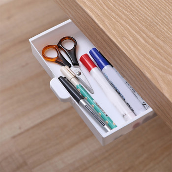 Under Desk Drawer Organizer Κρυφό κουτί αποθήκευσης επιφάνειας εργασίας για θήκη στυλό γραφείου Αυτοκόλλητο μαχαίρι κουζίνας Δίσκος αποθήκευσης πιρούνι