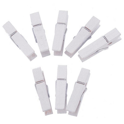 Balta 2,5 cm Krāsa/baļķa krāsa Koka saspraudes Foto klipsi drēbju šķipsnas Amatniecības apdares klipši Skolas biroja maza koka saspraude 50 iepakojumi