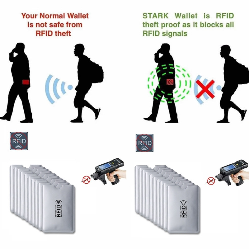 5 db Anti Rfid Wallet Blocking Reader Nfc Lock Id Bankkártya tartó Útlevél védelem Fém hitelkártya tartó személyazonosító kártya tok