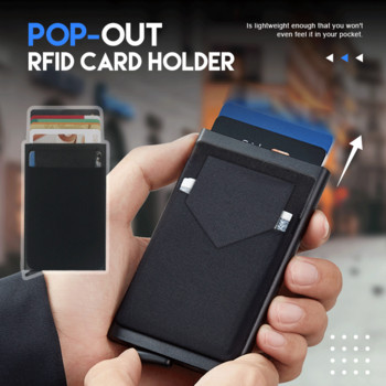 Pop Up ID κάρτας RFID Ανδρικό πορτοφόλι Mini Πακέτο Αλουμινίου Μεταλλικός προστατευτικός εξοπλισμός Τσάντα αποθήκευσης Έξυπνος αυτόματος κάτοχος κάρτας γυναικείου πορτοφολιού