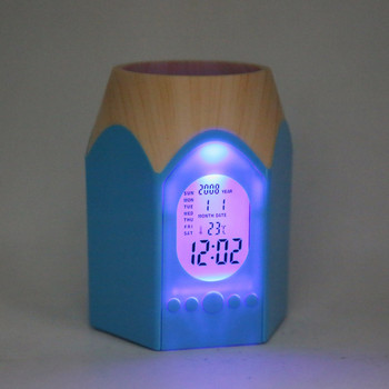 Μολύβι Σχήμα Μολύβι Μολύβι με Ψηφιακό Ξυπνητήρι LED Πολυλειτουργικό Επιτραπέζιο ρολόι με μολύβι και ημερολόγιο θερμοκρασίας γραφείου