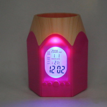 Μολύβι Σχήμα Μολύβι Μολύβι με Ψηφιακό Ξυπνητήρι LED Πολυλειτουργικό Επιτραπέζιο ρολόι με μολύβι και ημερολόγιο θερμοκρασίας γραφείου