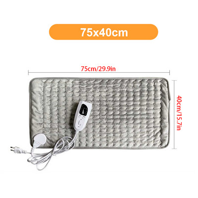 120w110/240v elektriskais apsildes spilventiņš plecu kakls mugura mugurkauls kāju sāpju mazināšana ar laiku fizioterapijas ziemas sildītājs 75x40cm/60x30cm