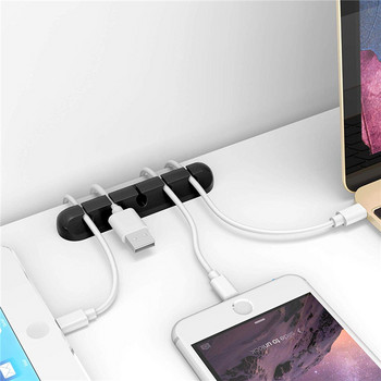 Държач за USB кабел за навиване Силиконов органайзер за кабели Гъвкав държач за щипки за управление на USB навивач за мишка, клавиатура, слушалки, слушалки
