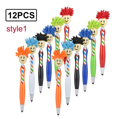 Elektronisko spilventiņu tālruņa skārienpildspalvu komplekts un lodīšu pildspalvas ar MOP Topper irbuli un iepakojuma maisiņu bērniem