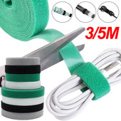 Νάιλον 3/5 μέτρων Ιμάντες δεμάτων καλωδίου USB Επαναχρησιμοποιήσιμος γάντζος και βρόχος ταινίας καλωδίου Organizer Αυτοκόλλητος συνδετήρας Σύρμα κουρδιστήρι ακουστικών