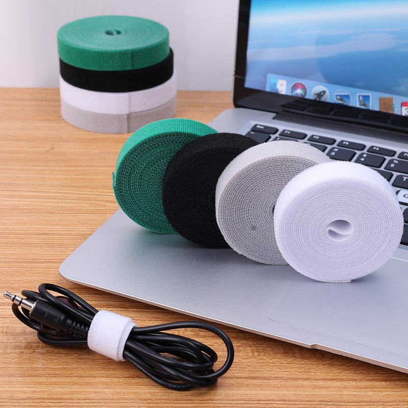Νάιλον 3/5 μέτρων Ιμάντες δεμάτων καλωδίου USB Επαναχρησιμοποιήσιμος γάντζος και βρόχος ταινίας καλωδίου Organizer Αυτοκόλλητος συνδετήρας Σύρμα κουρδιστήρι ακουστικών