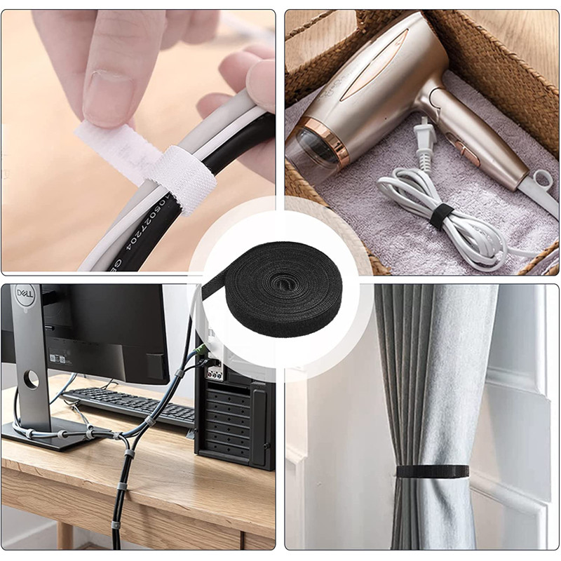 Νάιλον 3/5 μέτρων Ιμάντες δεμάτων καλωδίου USB Επαναχρησιμοποιήσιμος γάντζος και βρόχος ταινίας καλωδίου Organizer Αυτοκόλλητος συνδετήρας Σύρμα κουρδιστήρι ακουστικών