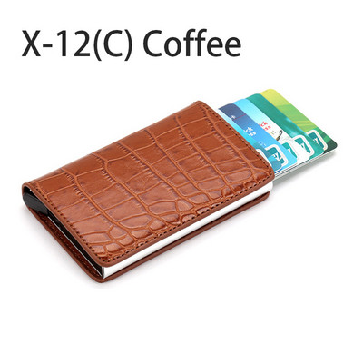 Hitelkártyatartós pénztárca férfi női RFID alumínium bankkártyatartó tok Mini RFID pénztárca Vintage bőr pénztárca csíptetőkkel