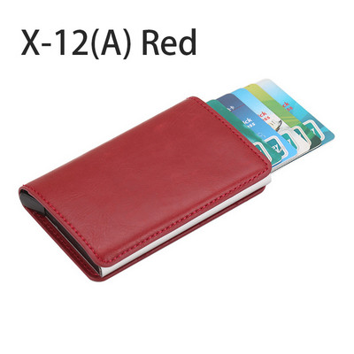 Hitelkártyatartós pénztárca férfi női RFID alumínium bankkártyatartó tok Mini RFID pénztárca Vintage bőr pénztárca csíptetőkkel