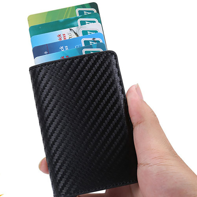 Hitelkártyatartós pénztárca férfi női RFID alumínium bankkártyatartó tok Mini RFID pénztárca Vintage bőr pénztárca csíptetőkkel