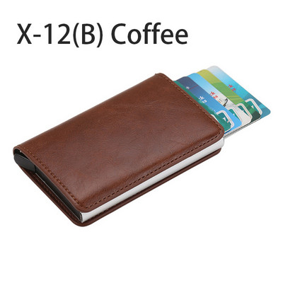 Kredītkaršu maciņš vīriešu maks Sieviešu RFID alumīnija bankas karšu turētāja futrālis Mini RFID maks Vintage ādas maks ar naudas sprādzēm