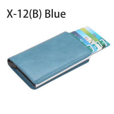 Kredītkaršu maciņš vīriešu maks Sieviešu RFID alumīnija bankas karšu turētāja futrālis Mini RFID maks Vintage ādas maks ar naudas sprādzēm