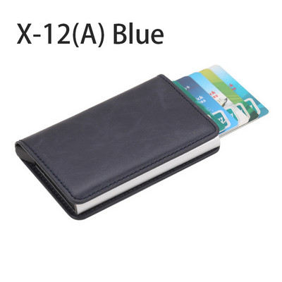 Kredītkaršu maciņš vīriešu maks Sieviešu RFID alumīnija bankas karšu turētāja futrālis Mini RFID maks Vintage ādas maks ar naudas sprādzēm