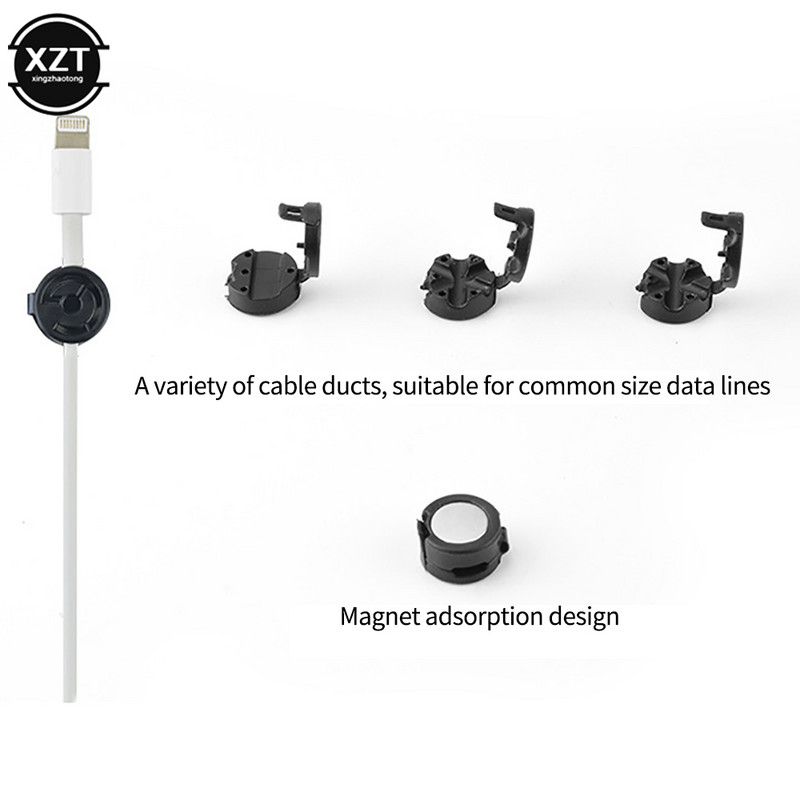 Oppselve Magnet Desktop Line Clip Korras mobiiltelefoni juhtmete haldus Andmelaadimiskaabli korraldaja hoidik silikoonist kaablikerija