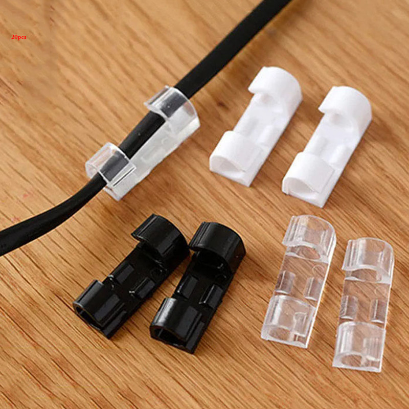 20 gab. Pašlīmējošie kabeļu skavas Mājas biroja galddatora organizators Vadu pārvaldnieks Vada turētājs Kabeļa skava austiņu līnijas uztīšanas fiksators