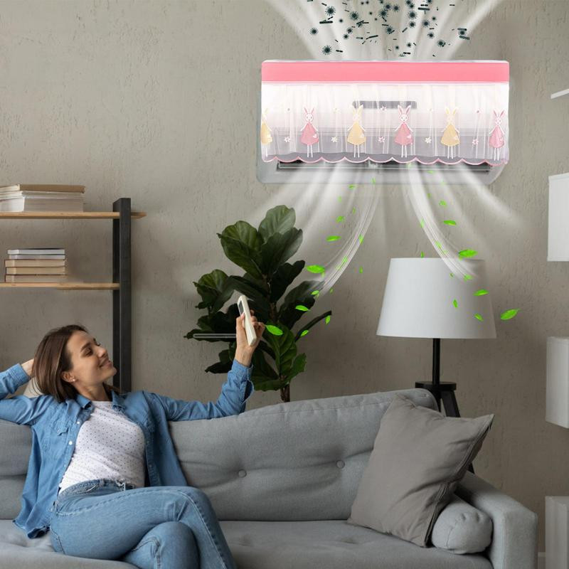 Légkondicionáló porvédő Tartós gyönyörű hímzett osztott AC burkolat Kényelmes porálló otthoni lakás védőhuzatok