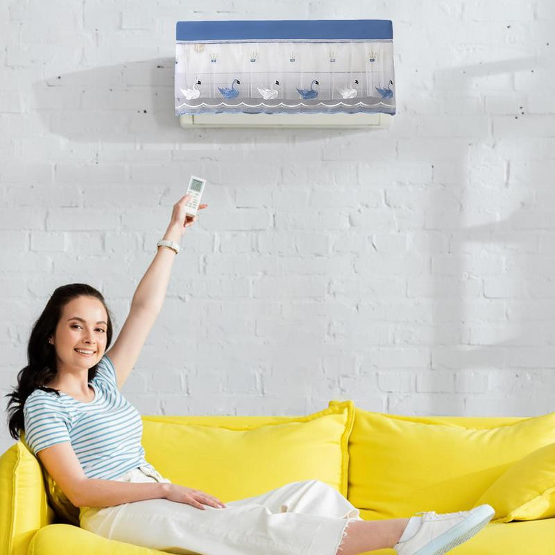 Légkondicionáló porvédő Tartós gyönyörű hímzett osztott AC burkolat Kényelmes porálló otthoni lakás védőhuzatok