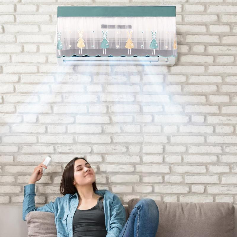 Légkondicionáló porvédő Tartós gyönyörű hímzett osztott AC burkolat Kényelmes porálló otthoni lakás védőhuzatok