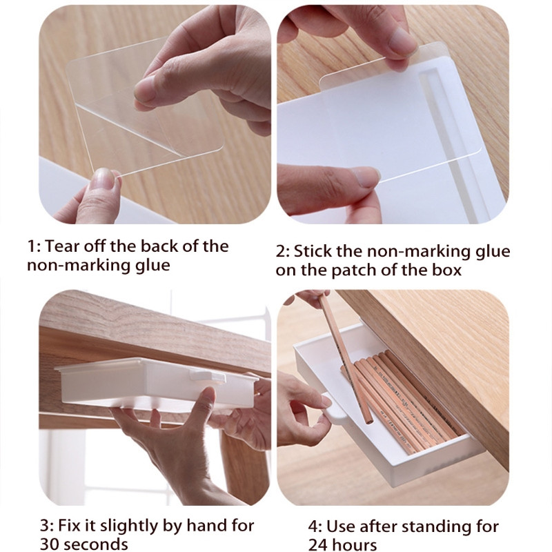 Κάτω από το συρτάρι του γραφείου Adhesive Organizer Κρυφό κουτί αποθήκευσης επιφάνειας εργασίας για το σπίτι Θήκη στυλό Αυτοκόλλητο σταθερό δοχείο Μαχαίρι κουζίνας