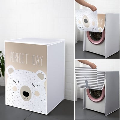 Drum Washing Machine Cover Dust Cover Clean Waterproof Dust Cover Cute Cartoon Dryer Dust Cover Household Goods 2#