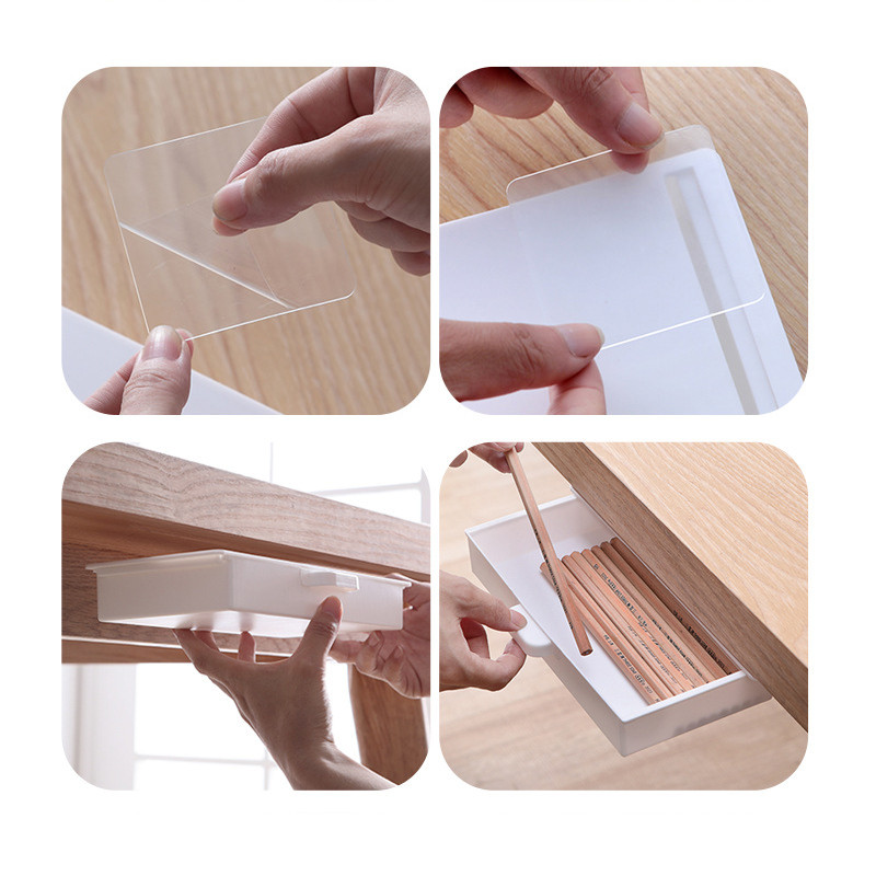 Pašlīmējoša zīmuļu paliktnis zem rakstāmgalda atvilktnes Uzglabāšanas kaste Kancelejas piederumu futrālis Virtuves nazis Nazis Dakšas konteiners Mājas biroja organizators