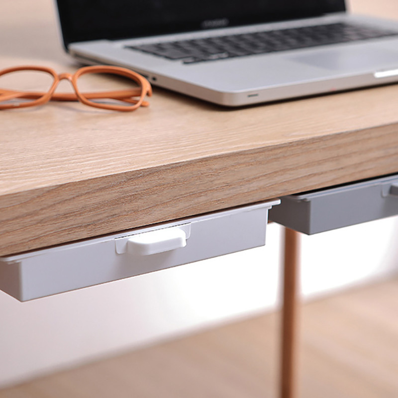 Pašlīmējoša zīmuļu paliktnis zem rakstāmgalda atvilktnes Uzglabāšanas kaste Kancelejas piederumu futrālis Virtuves nazis Nazis Dakšas konteiners Mājas biroja organizators