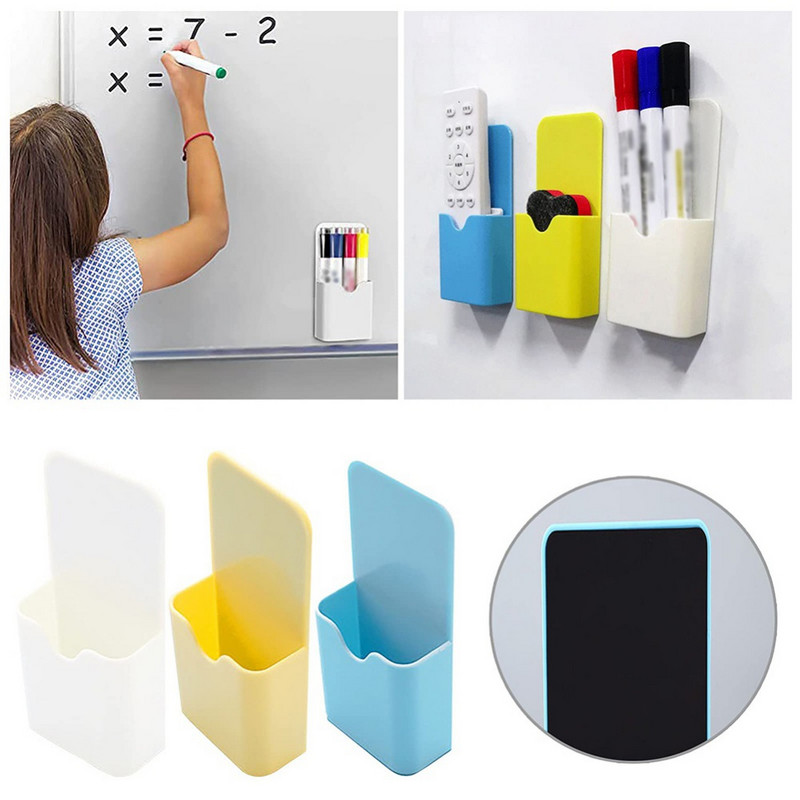 Magnētiskā ledusskapja uzglabāšanas kastīte marķieris zīmuļa pildspalvas turētājs rakstāmgalds uzglabāšanas organizators konteiners magnēts plastmasas biroja piederumi