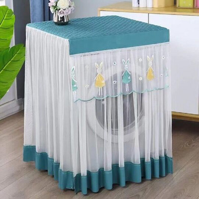 Karikatūras veļas mazgājamās mašīnas pārvalks Putekļu necaurlaidīgs mežģīņu žāvētājs Putekļu pārsegs Gulbis Izšūšana Mājas Dekors Aizsargs Veļas Mašīnas Pārvalki