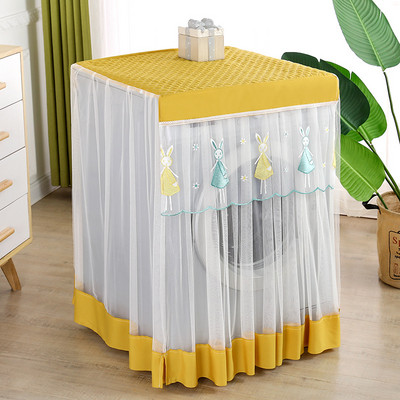 Karikatūras veļas mazgājamās mašīnas pārvalks Putekļu necaurlaidīgs mežģīņu žāvētājs Putekļu pārsegs Gulbis Izšūšana Mājas Dekors Aizsargs Veļas Mašīnas Pārvalki