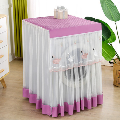 Karikatūras veļas mazgājamās mašīnas pārvalks Putekļu necaurlaidīgs mežģīņu žāvētājs Putekļu pārsegs Gulbis Izšūšana Mājas Dekors Aizsargs Veļas Mašīnas Pārvalki