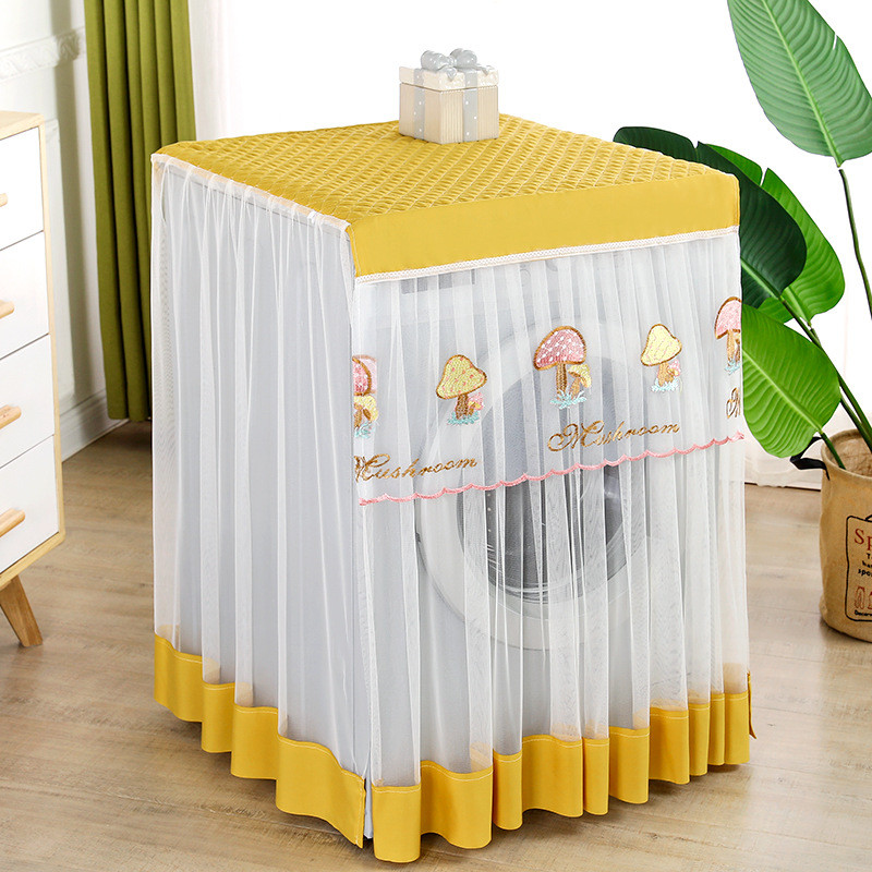 Karikatūras veļas mazgājamās mašīnas pārvalks Putekļu necaurlaidīgs mežģīņu žāvētājs Putekļu pārsegs Gulbis Izšūšana Mājas Dekors Aizsargs Veļas Mašīnas Pārvalki