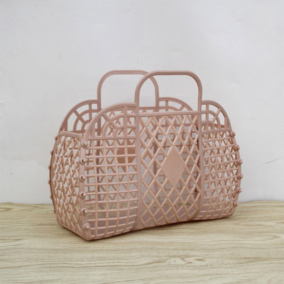 Lielas ietilpības soma Hollow Jelly Beach Holiday pārnēsājama soma atkārtoti lietojama un viegli tīrāma plastmasas pārnēsājams vannas grozs